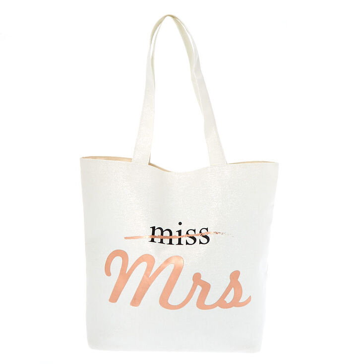 Miss To Mrs. Tote Bag - White,