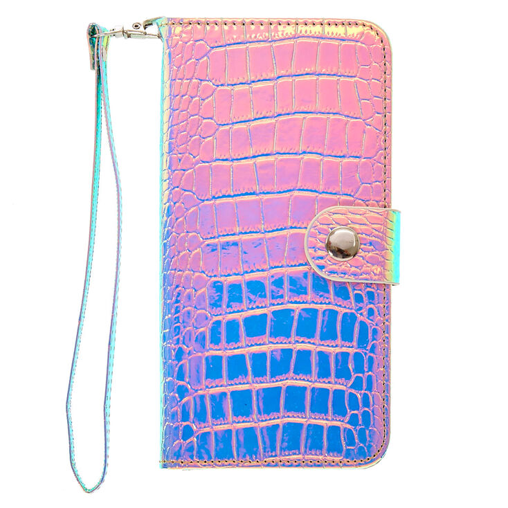 Holographic Crocodile Skin Wristlet Case - Fits iPhone 6/7/8 Plus,