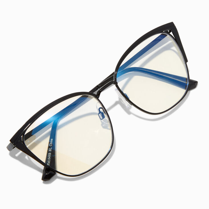 Solar Blue Light Reducing Matte Black Cat Eye Clear Lens Frames,