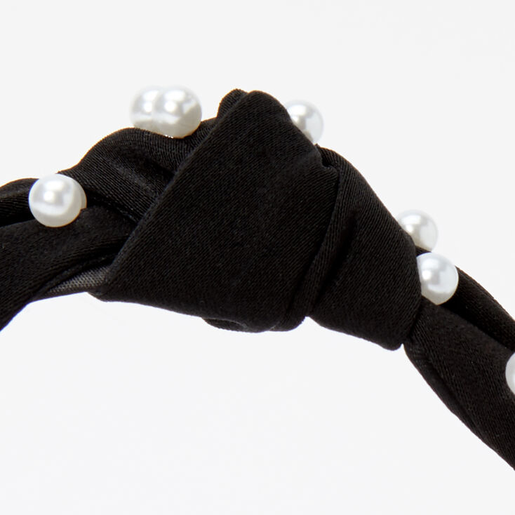 Black Velvet Pearl Knotted Headband,