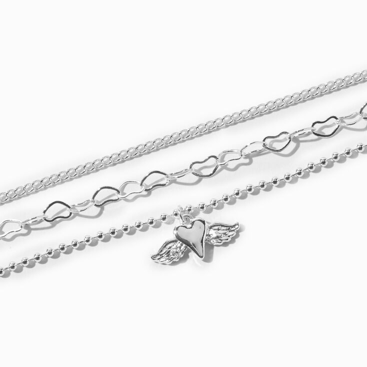 Silver Heart Charm Bracelet Set - 4 Pack,