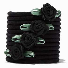 Black Rose Hair Ties - 4 Pack,