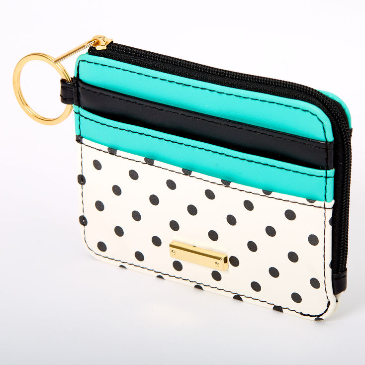 Black, White & Teal Polka Dot Coin Purse,