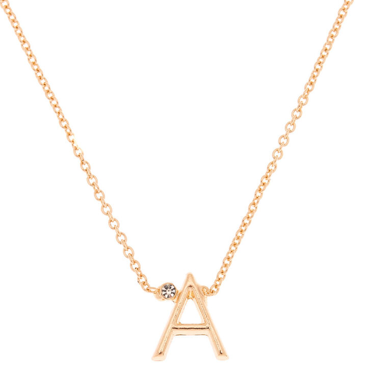 Gold Initial Necklace - A,