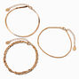 Gold Woven Chain Anklets - 3 Pack,