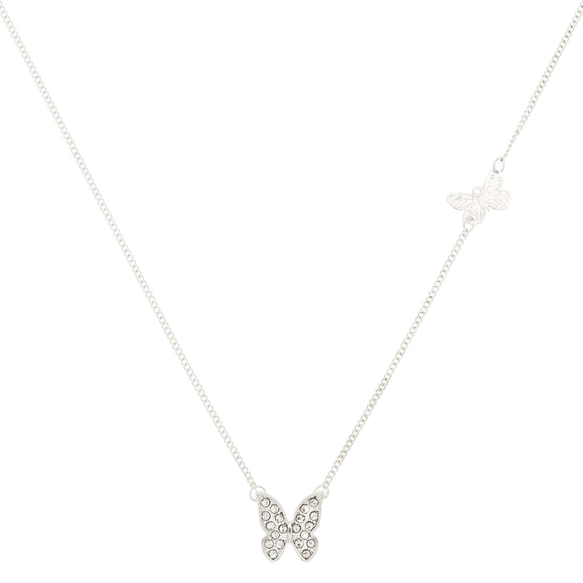 Silver online butterfly necklace