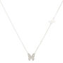 Silver Double Butterfly Pendant Necklace,