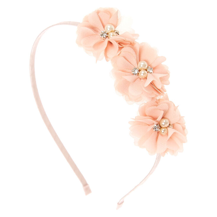 Blush Chiffon Flower Trio Headband,