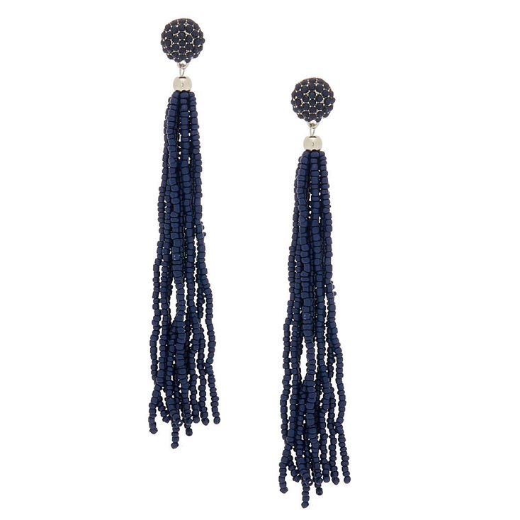 5 Beaded Tel Drop Earrings Navy Icing Us 5 Beaded Tel Drop Earrings Navy