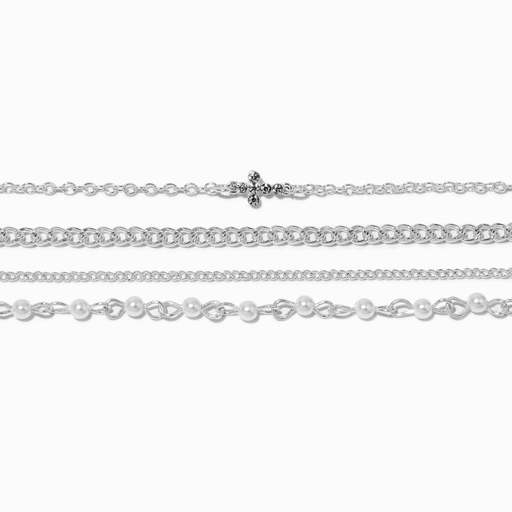 Silver-tone Crystal Cross Bracelet Set - 3 Pack,