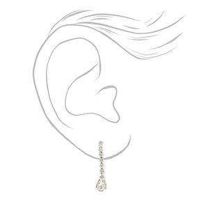 Silver Teardrop Rhinestones Necklace &amp; Earring Set - 2 Pack,