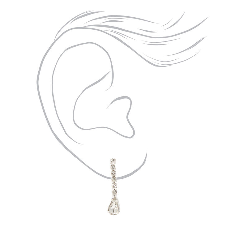 Silver Teardrop Rhinestones Necklace &amp; Earring Set - 2 Pack,