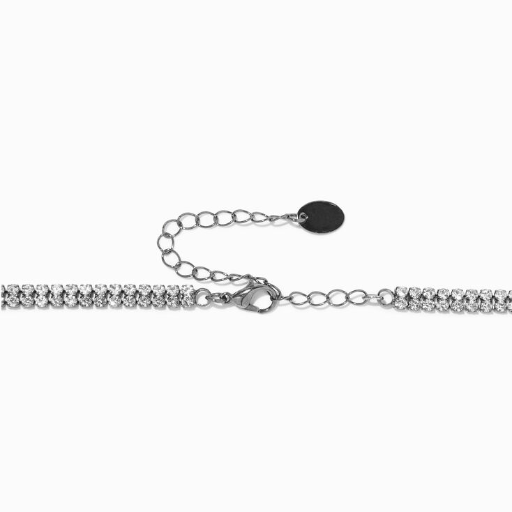 Hematite Zig Zag Crystal Choker Necklace,