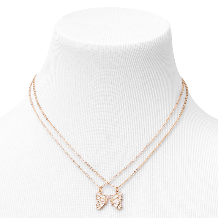Best Friends White Butterfly Pendant Necklaces - 2 Pack,
