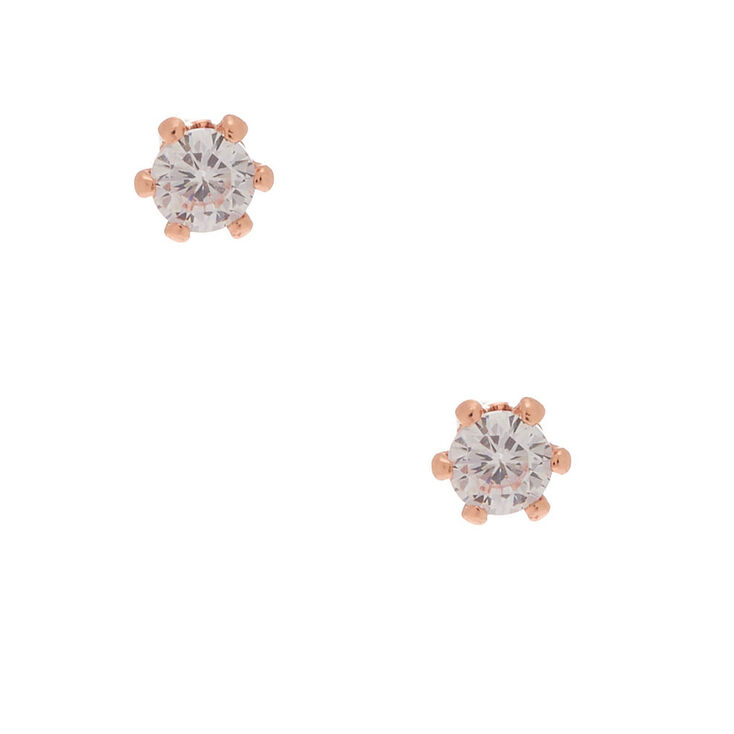 18kt Rose Gold Plated Cubic Zirconia 3MM Stud Earrings,