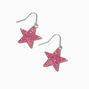 Pink Glitter Star 1&quot; Drop Earrings,