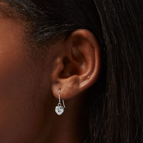 Icing Select Sterling Silver Platinum Heart Cubic Zirconia Drop Earrings,