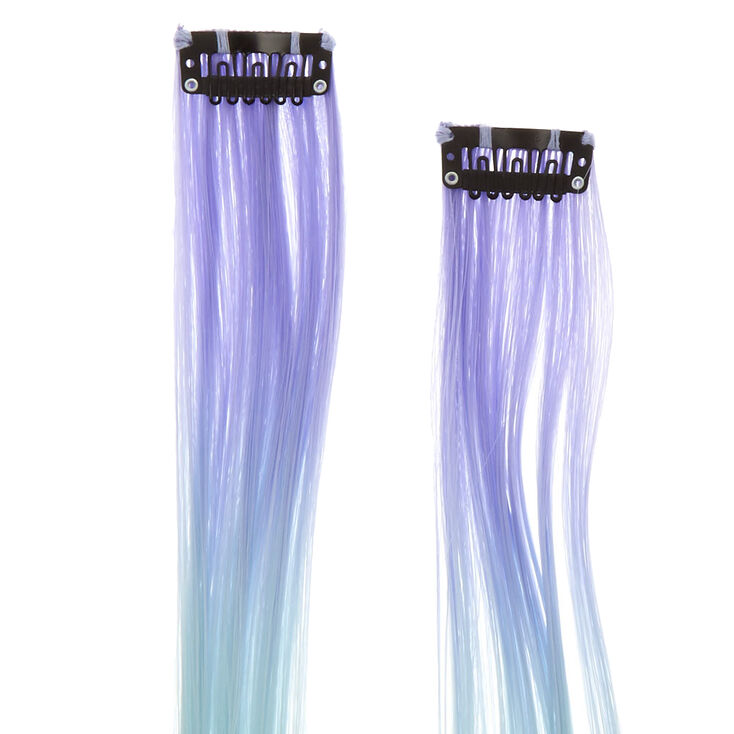 Pastel Blue to Pink Ombre Faux Hair Clips,