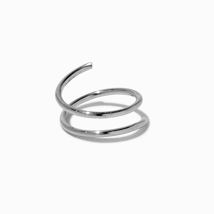Silver-tone Stainless Steel Spiral 20G Nose Stud,