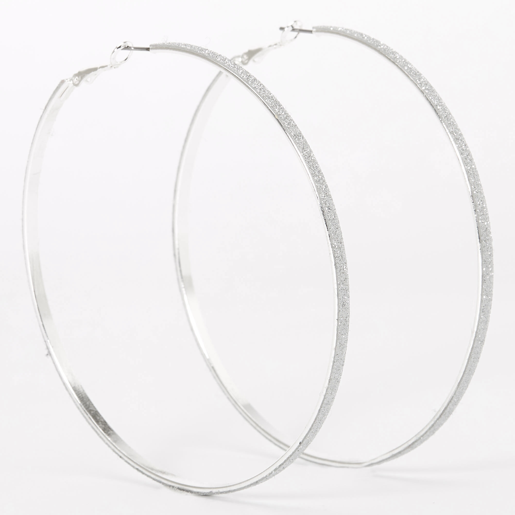 Silver glitter ball earrings sale