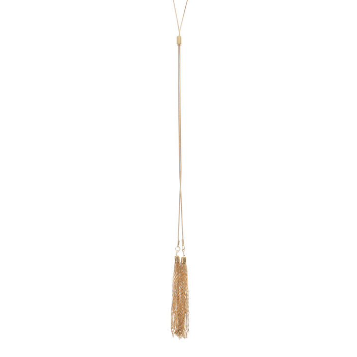 Gold Tassel Long Necklace,