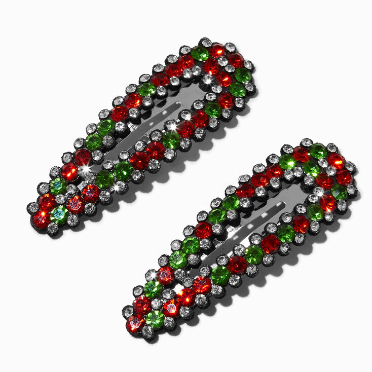 Christmas Gemstone Snap Hair Clips - 2 Pack,