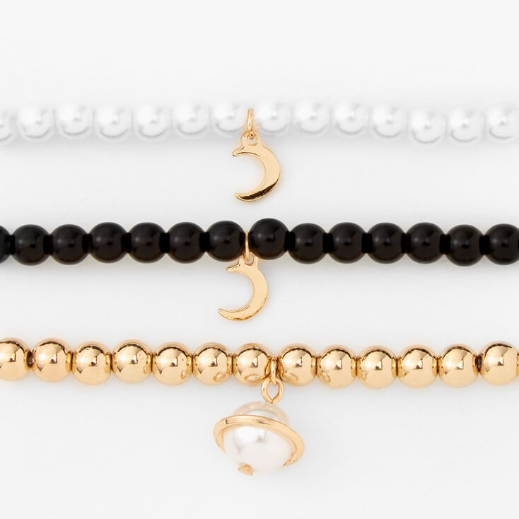 Gold Celestial Beaded Stretch Bracelets &#40;3 Pack&#41;,