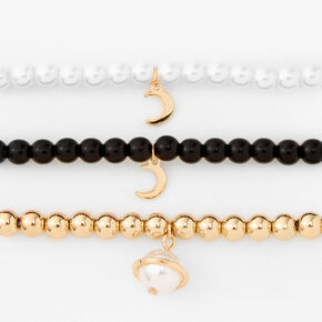 Gold Celestial Beaded Stretch Bracelets &#40;3 Pack&#41;,