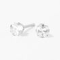 14kt White Gold 3mm Square CZ Studs Ear Piercing Kit with Ear Care Solution,