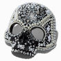 Embellished Gemstone &amp; Pearl Black Skull Mask,