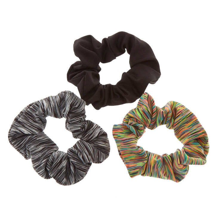 Black & Neon Marled Hair Scrunchies,