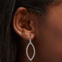 Silver 1&quot; Crystal Oval Drop Earrings,