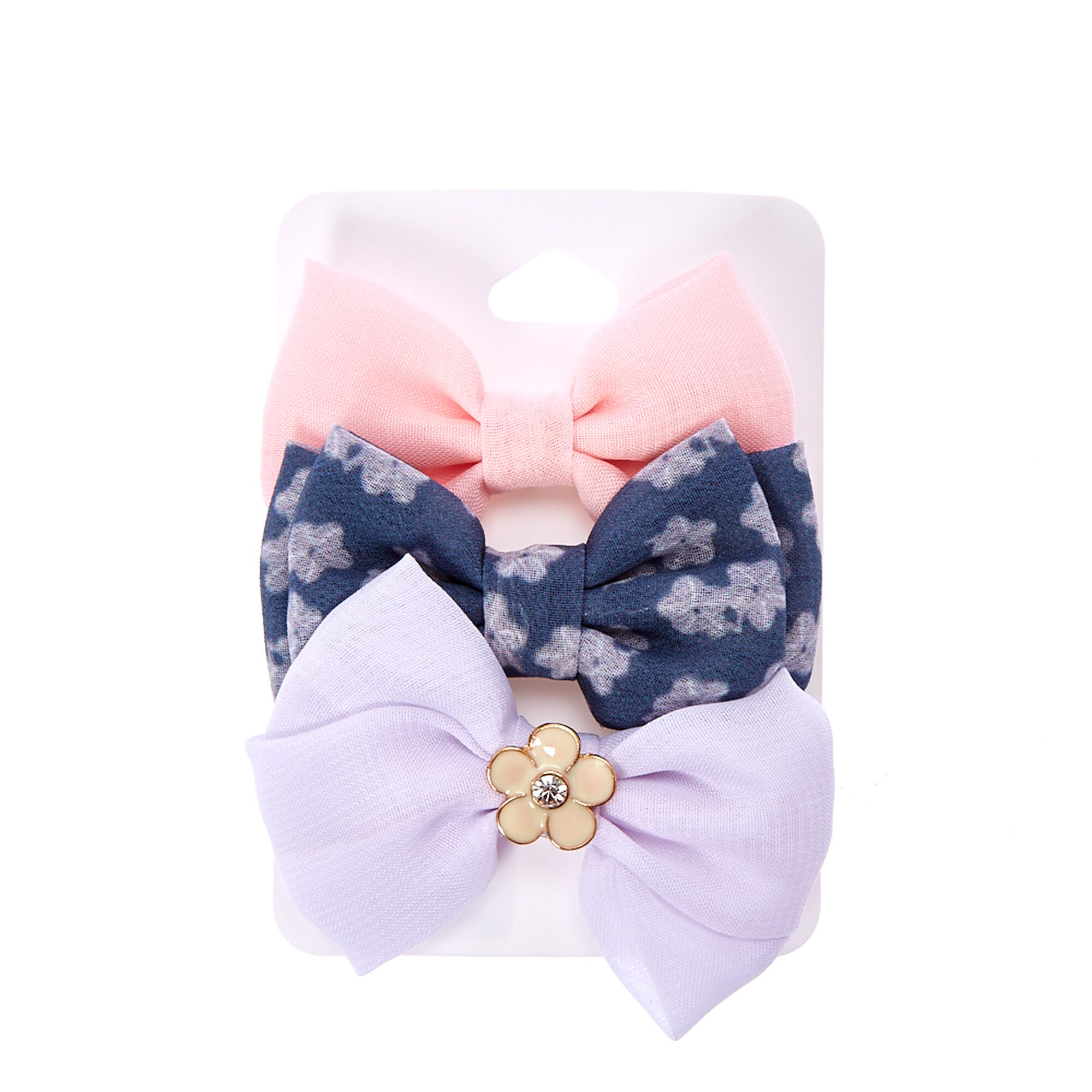 Pink Gray White Floral Bow Hair Clips Icing Us