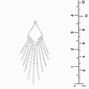 Silver Crystal Baguette Fringe 4&quot; Drop Earrings,