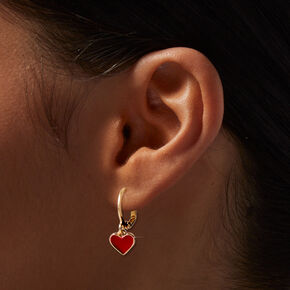 Red Heart &amp; Gemstone Mixed Earring Stackables Set - 3 Pack,