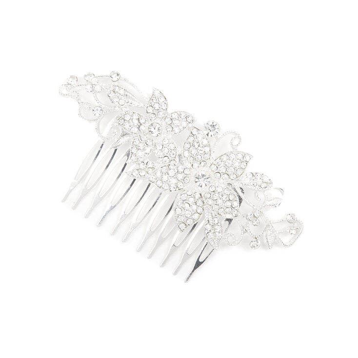 Silver Rhinestone Bouquet Hair Comb,