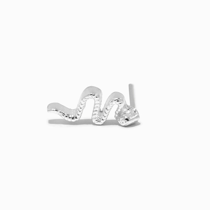 Sterling Silver Skinny Snake Nose Stud,