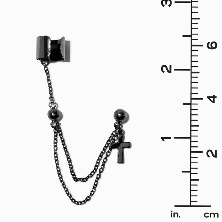 Black Sword &amp; Cross Connector Cuff Earring Stackables - 5 Pack,
