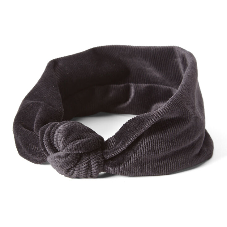 Velvet Knit Knotted Headwrap - Black,