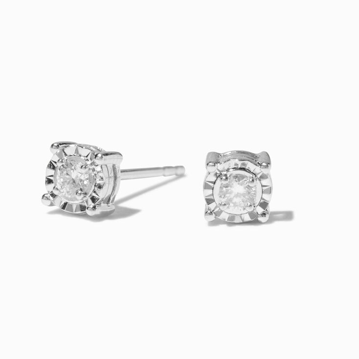 Laboratory Grown Diamond 2MM Round Basket Sterling Silver Stud Earrings 0.06 ct. tw.,