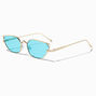 Teal Lens Sleek Gold Frame Sunglasses,