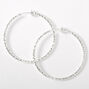 Silver 40MM Laser Cut Spring Clip Hoop Earrings,