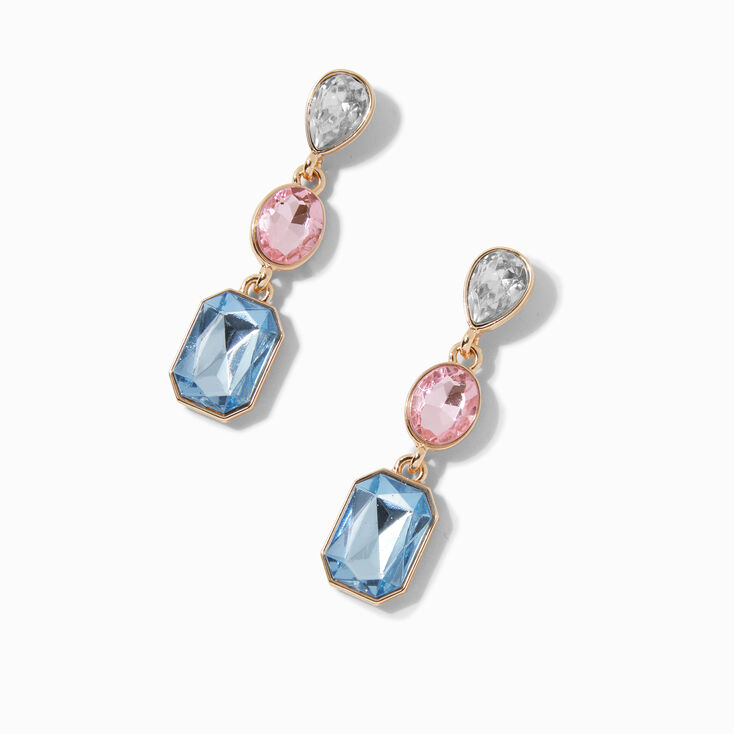 Gold-tone 1.75&quot; Pastel Crystal Drop Earrings,