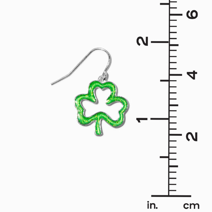 Glitter Shamrock Outline Drop Earrings,