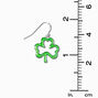 Glitter Shamrock Outline Drop Earrings,