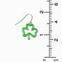 Glitter Shamrock Outline Drop Earrings,