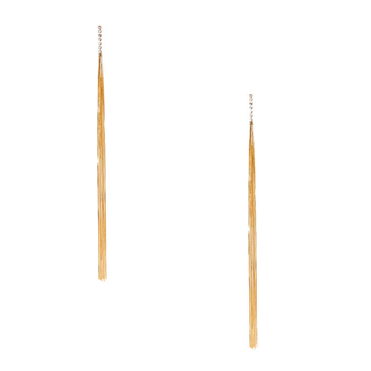Gold Tone Crystal & Snake Chain Drop Earrings,