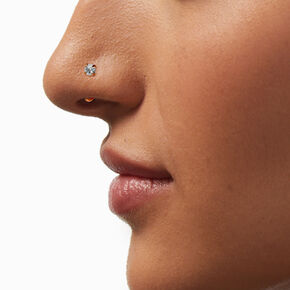 Mixed Metal Stainless Steel Cubic Zirconia 20G Mixed Nose Rings - 6 Pack,