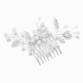 Silver Crystal Floral Spray Hair Comb,