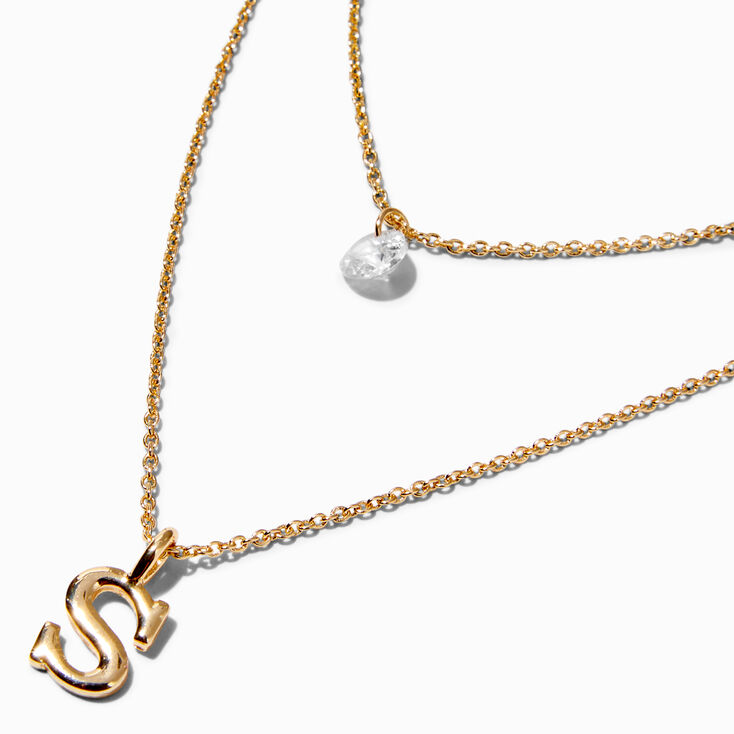 Bridesmaid Multi Strand Initial Pendant Necklace - S,